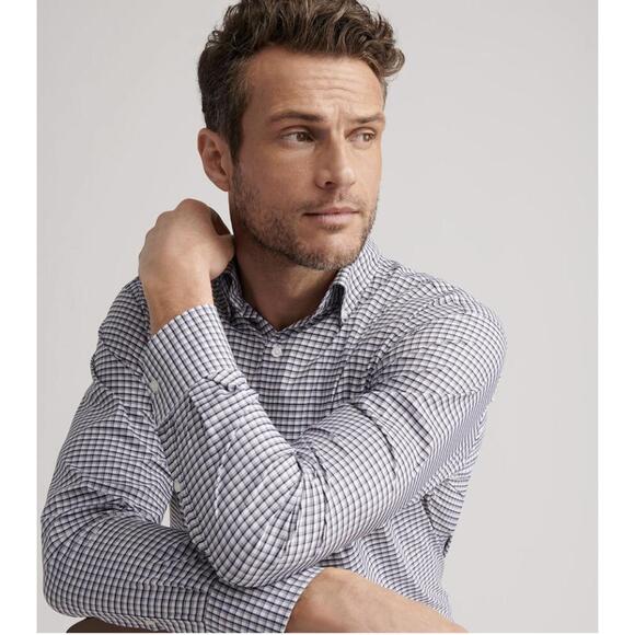 Peter Millar Men’s Long Sleeve Navy Plaid Button-Down Shirt 100% Cotton Size L - Picture 6 of 6